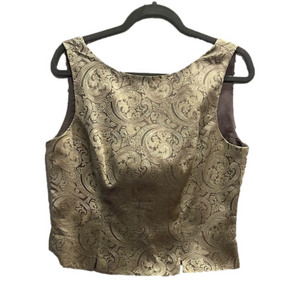 JS Collections gold & pewter/grey metallic paisley sleeveless blouse. Size 12